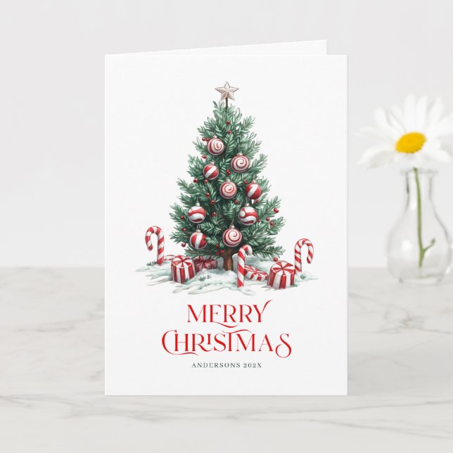 Carte Arbres de Noël Sucre de canne Joyeux Noël (Petite plante)