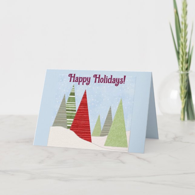 Carte Arbres éditable en hiver Noël Joyuses Fêtes (Devant)