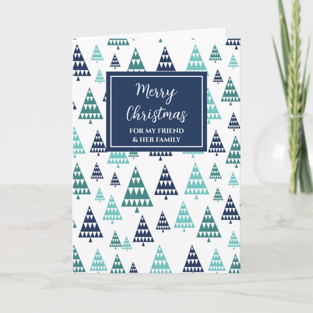 Carte Arbres modernes Joyeux Noël amis & famille (Devant)
