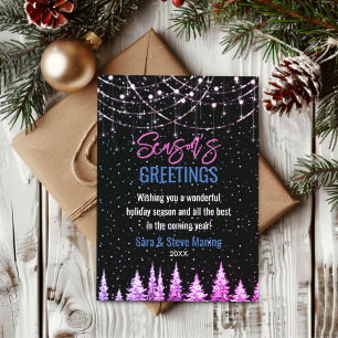 Carte Arbres roses chics parties scintillant de Noël lum