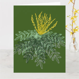 Carte Arbuste botanique Mahonia Dessin à la main  Vert