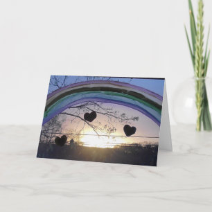 Carte Arc-en-ciel et cœurs Pensant à vous Vous manquant