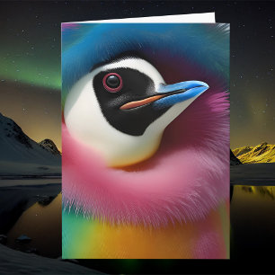 Carte Arc-en-ciel Penguin coloré Oiseau flou Imaginaire 