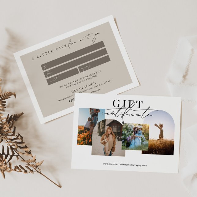 Carte Arch Photo Collage Photographie Certificat cadeau (Créateur téléchargé)