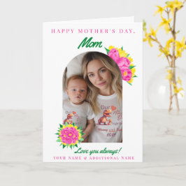 Carte Arche de tulipes de la fête des mères rose et jaun