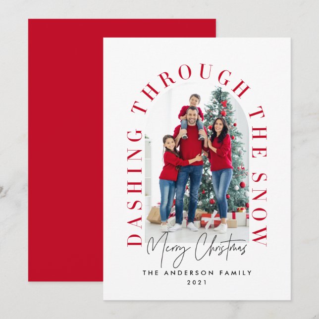 Carte Arche de typographie moderne 1 photo Noël (Devant / Derrière)