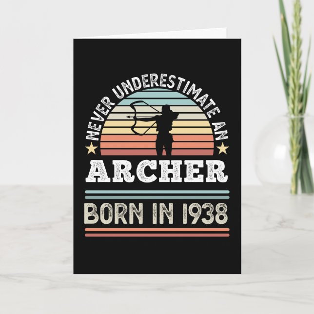 Carte Archer né 1938 90e anniversaire tir à l'arc cadeau (Devant)