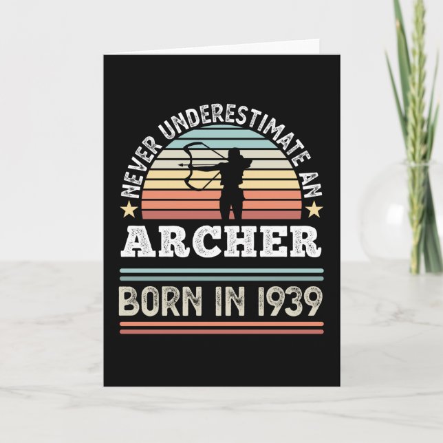 Carte Archer né 1939 90e anniversaire tir à l'arc cadeau (Devant)