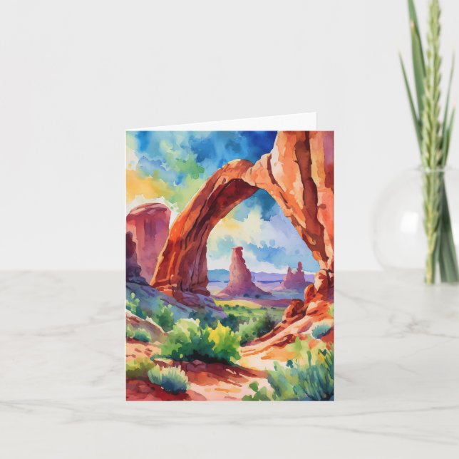 Carte Arches Parc National Utah Watercolor (Devant)