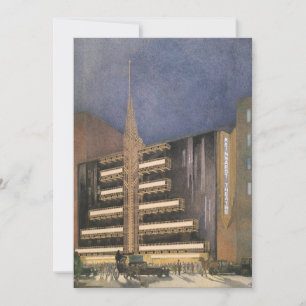 Carte Architecture Art Déco vintage, bâtiment à NYC