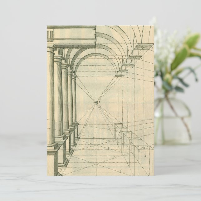 Carte Architecture Vintage, Arches Colonnes Perspective (Debout devant)