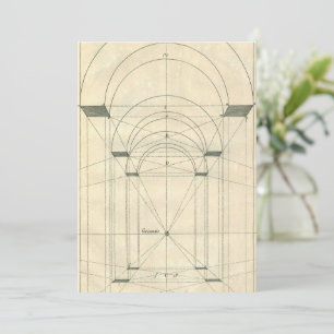 Carte Architecture vintage, perspective d'arche de la Re