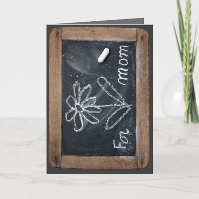Carte Ardoise 10 Fleur pour Maman Vinatge École Ardoise  (Devant)