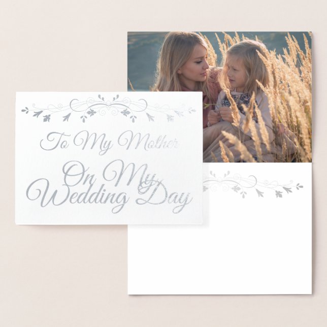 Carte Argent Foil à ma mère le jour de mon mariage (Affichage)