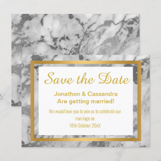 CARTE ARGENT GRIS OR MARBRE ABSTRAIT ENREGISTRER LA DATE