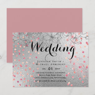 Carte Argent Rosegold MARIAGE Parties scintillant métall