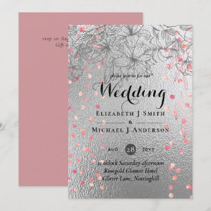 Carte Argent Rosegold MARIAGE Parties scintillant métall