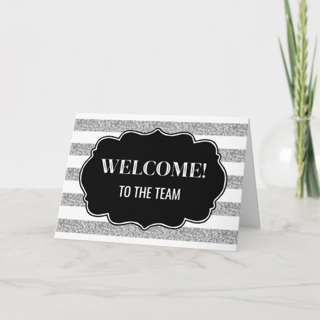 Carte Argent Stripes Employé Bienvenue dans l'équipe (Devant)