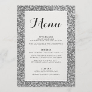 Carte argentée élégante de menu de mariage de