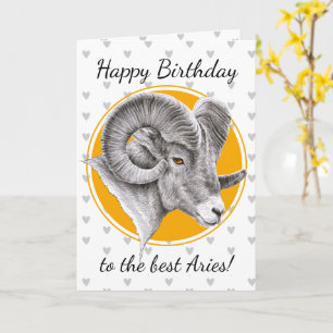 Carte Aries signe Zodiac Bighorn Ram Art animal Annivers