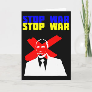 Carte Arrêtez la guerre Anti Poutine Visage Drapeau ukra