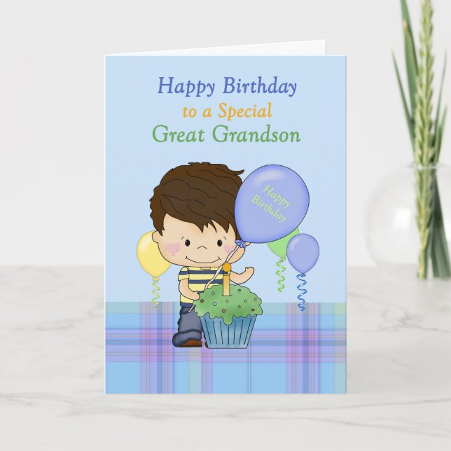 Carte Arrière-petit-fils spécial Joyeux Anniversaire ave (Devant)