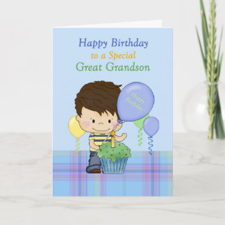 Carte Arrière-petit-fils spécial Joyeux Anniversaire ave