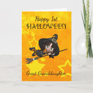 Carte Arrière-petite-fille ęr Halloween avec petit
