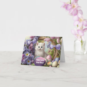 Carte Arrière-petite-nièce Mignonne Pâques avec Œufs Col