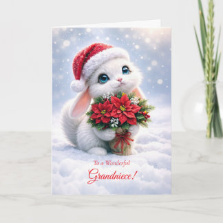 Carte Arrière-petite-nièce Noël Joyeuses Fêtes Lapin Mig