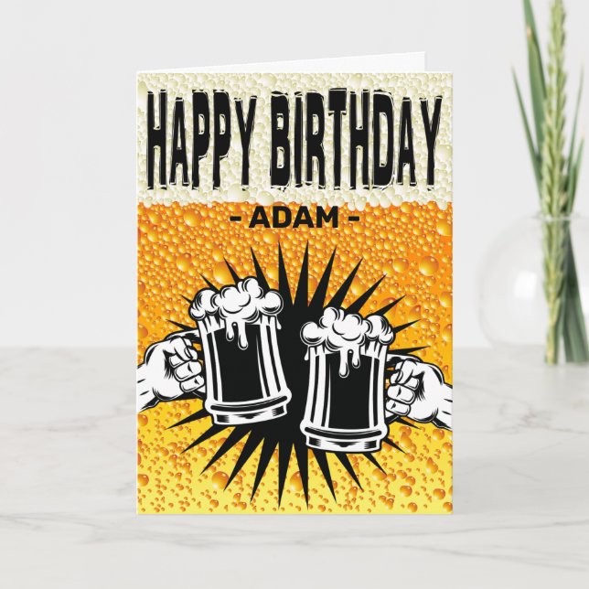 Carte Arrière - plan de bière masculin Joyeux anniversai (Devant)