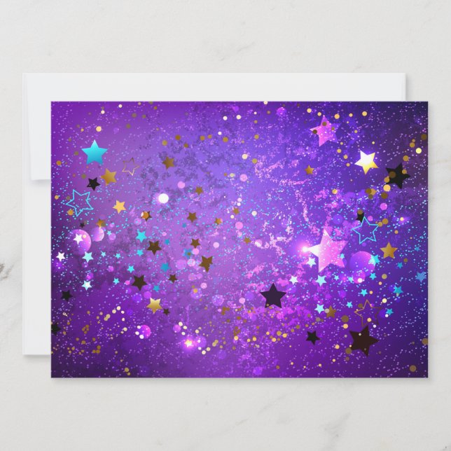Carte Arrière - plan de feuille violet avec étoiles (Devant)