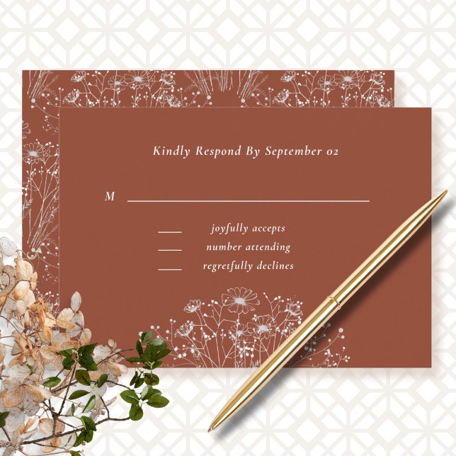 Carte Arrière - plan en terre cuite mariage Fleur sauvag (Créateur téléchargé)