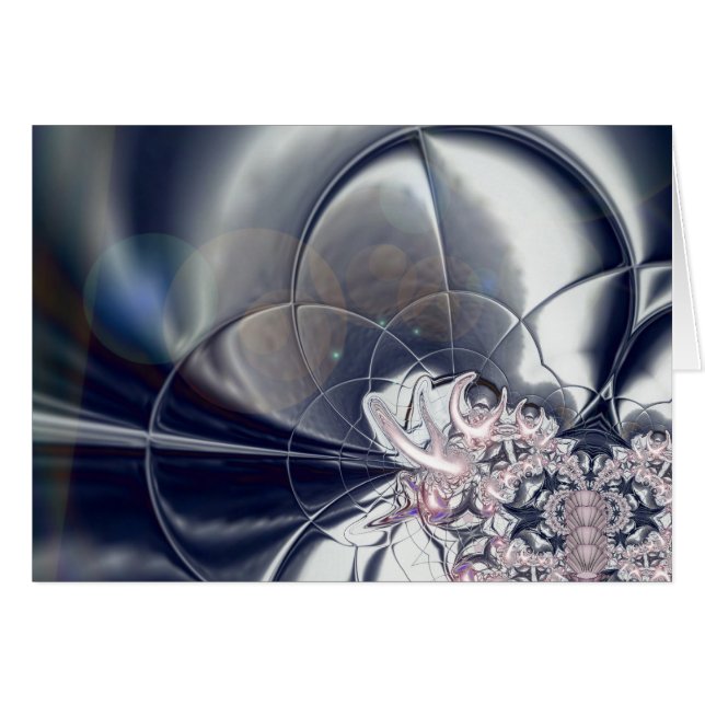 Carte Art Abstrait Argent Et Perles Roses (Devant horizontal)