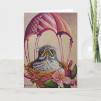 Art aquarelle d'un bébé oiseau juvénile parachute