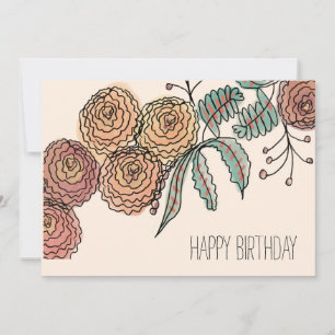 Carte Art botanique Fleur d'oeillet couleur chaude