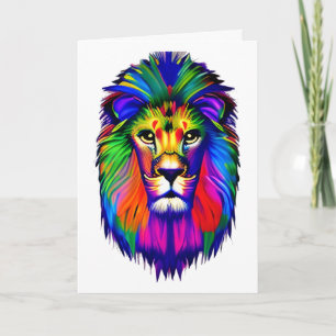 Carte Art coloré de visage de lion