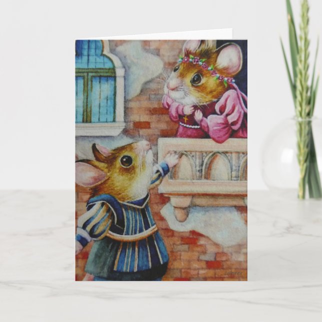 Carte Art d'aquarelle des souris de champ Roméo et Julie (Devant)