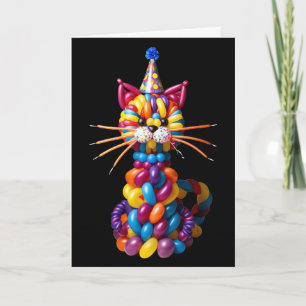 Carte Art de chat ballon drôle couleur humour animal