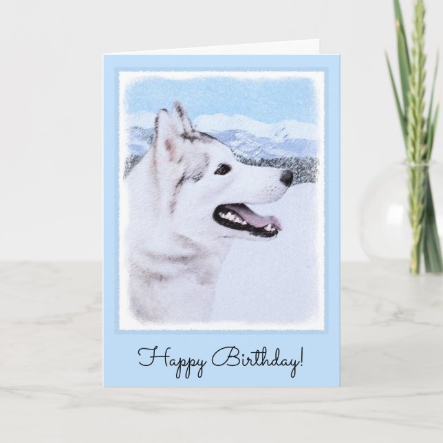 Carte Art de chien de peinture de chien de traîneau (Devant)