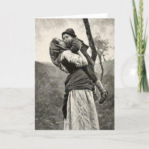 Carte Art de cru de baiser d'enfant de fils de mère