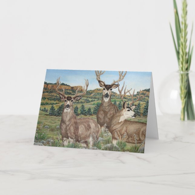Carte Art de faune de cerfs communs de mule (Devant)