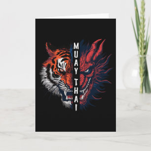 Carte Art de kickboxing Muay Thai à tête de dragon et de