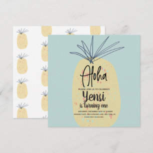 Carte Art de l'ananas Anniversaire Tropical Eté Aloha