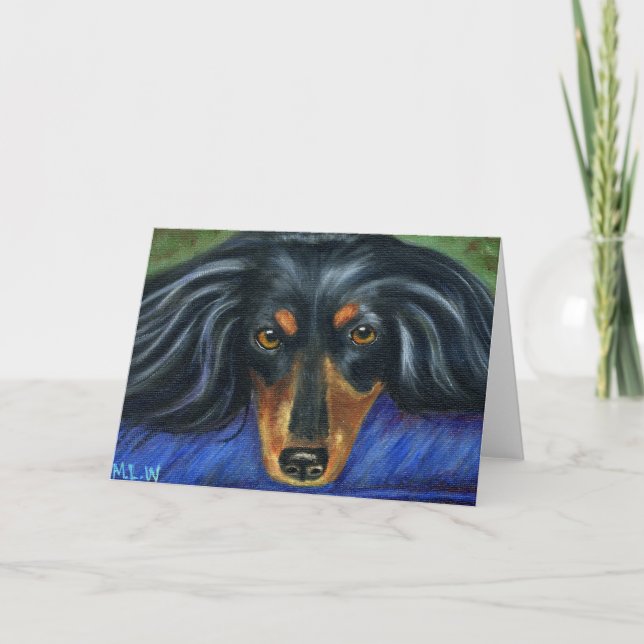Carte Art de race de chien de teckel - Hallie (Devant)