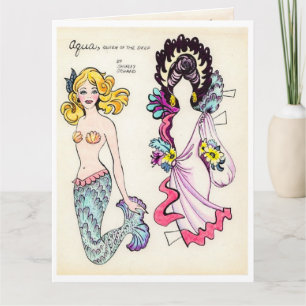 Carte Art Déco Aqua Mermaid Papier Poupée Vêtements Vict