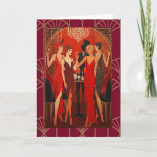 Carte Art Deco - The ladies in red