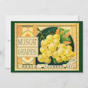 Carte Art d'étiquette de caisse de fruits vintage, raisi