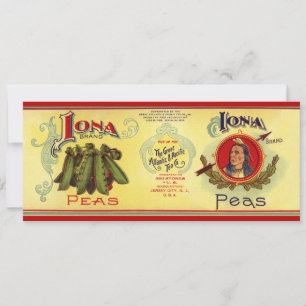 Carte Art d'étiquette de conserve de légumes anciens, pe
