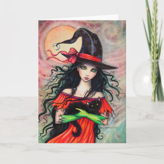 Carte Art d'imaginaire de sorcière de Halloween et de (Devant)